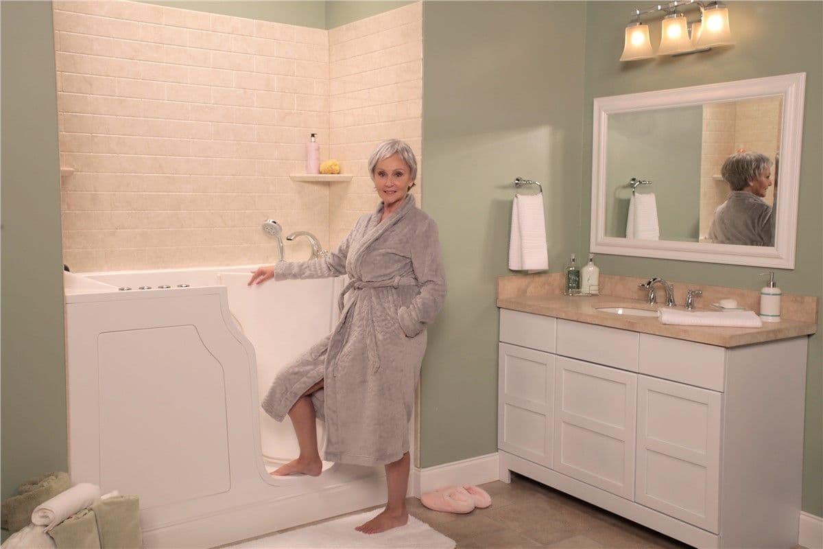 Woman Walking into Walk-In Tub